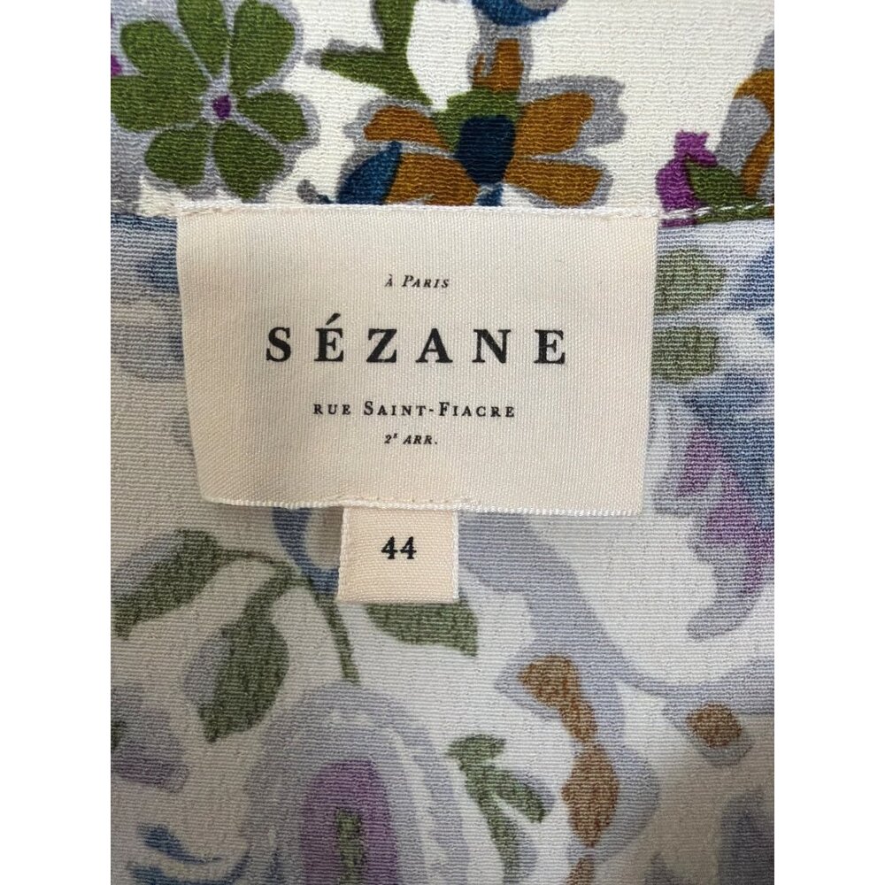 NWOT Sézane Boheme Ecru Arabesque Flower Midi Dress 100% Viscose Size 44 - Picture 4 of 16